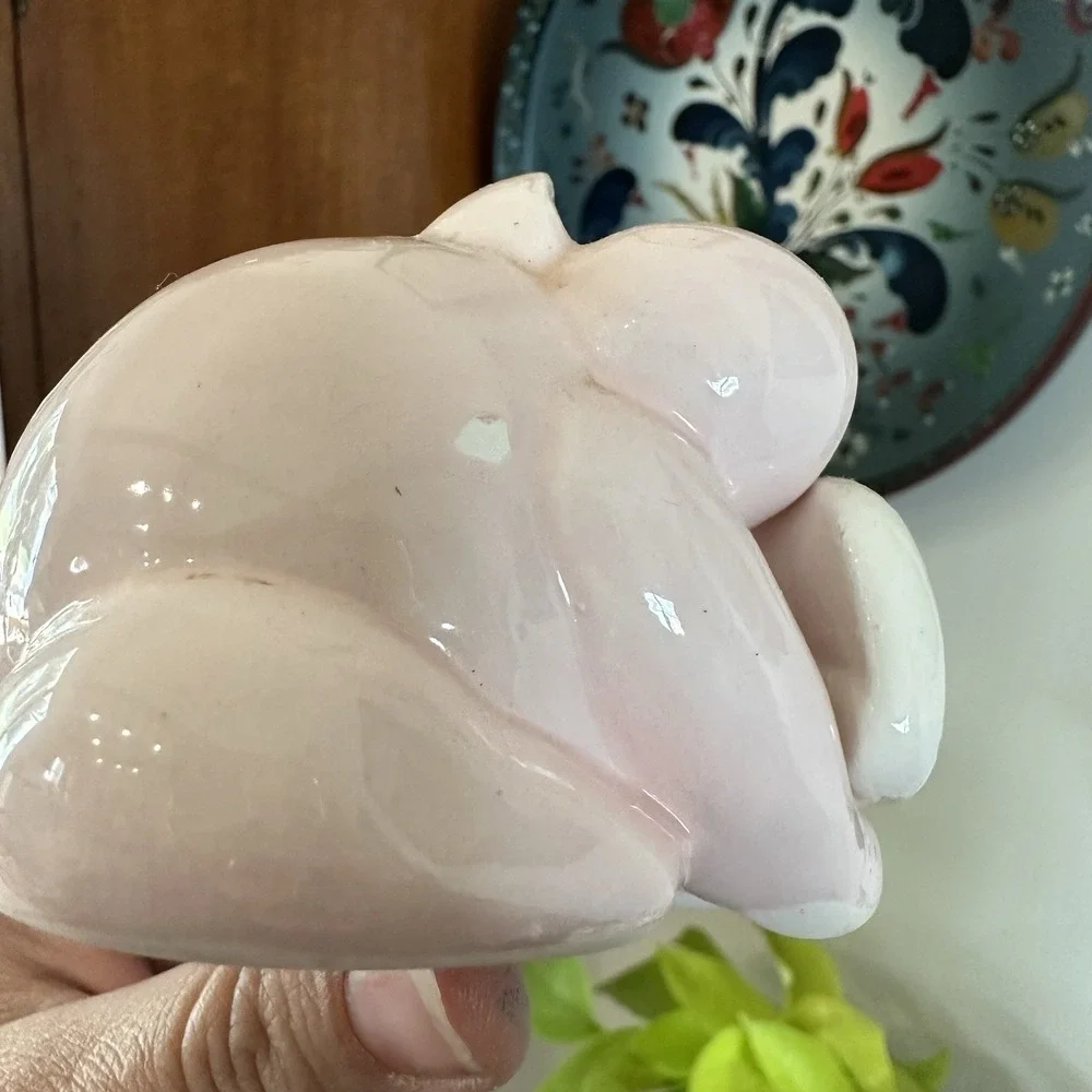 Pink White Ceramic Pig Figural Salt Shaker w/ Stopper 